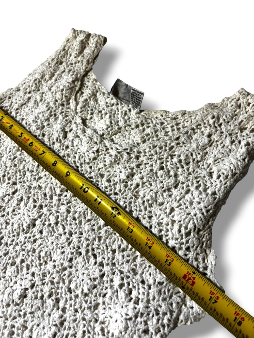 Chico's White Sleeveless with Thick Straps Crochet Loose Fit Layerable Tank Top - Picture 11 of 16